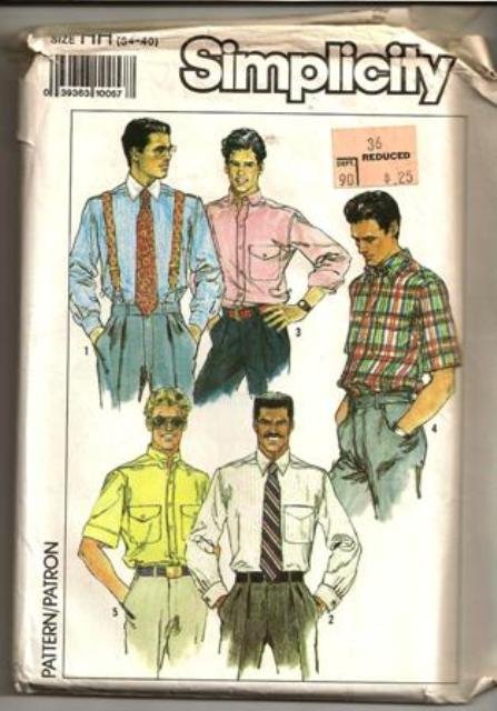 Simplicity Pattern 9592 Vintage Men’s Dress Casual Shirts Size 34-40 ©1989