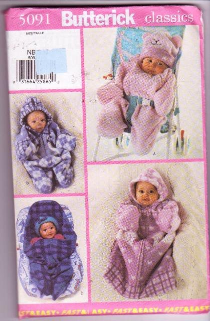 Butterick 5091 Pattern Classics Infant Bunting & Hat Easy Size NB-M Uncut