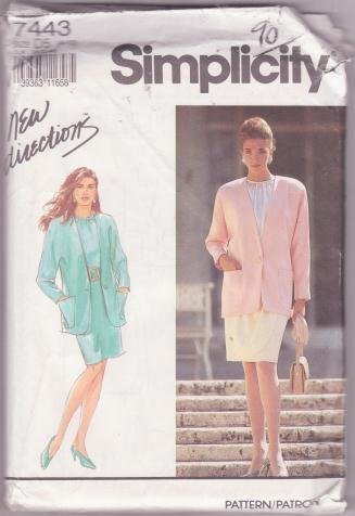 Simplicity Sewing Pattern 7443 Misses Blouse Skirt Jacket Size 4-18 Dated 1991