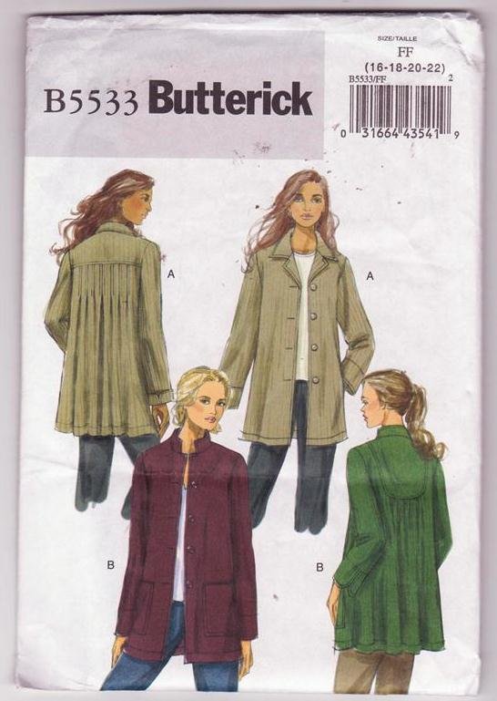Butterick Sewing Pattern B5533 Misses Jacket Dated 2010 Size FF 16-18-20-22