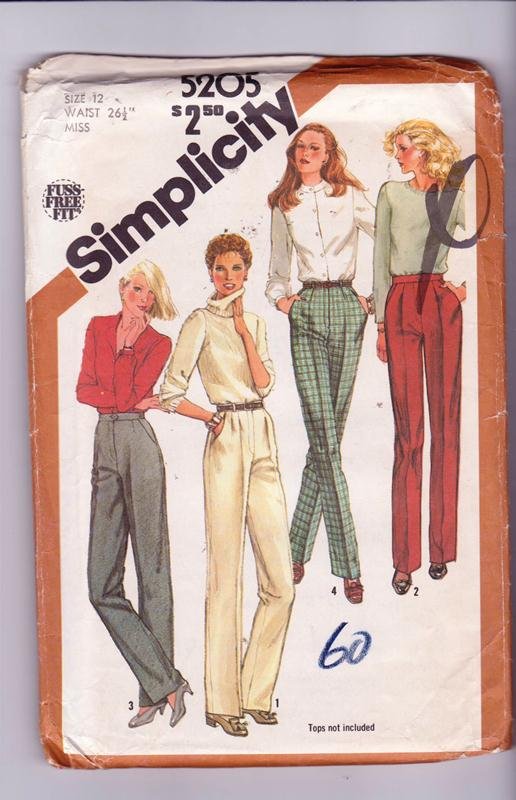 Simplicity Sewing Pattern 5205 Misses Pants Trouser Cut Size 12 Vintage © 1981 Uncut