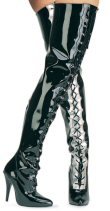 Flamingo - Women's Thigh High Lace Up Boots with Front Color Design