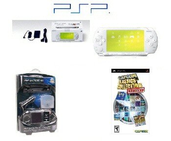 Sony PSP "Limited Edition" Ceramic White "Super Mega Bundle" - 20 Games + PSP Car Kit