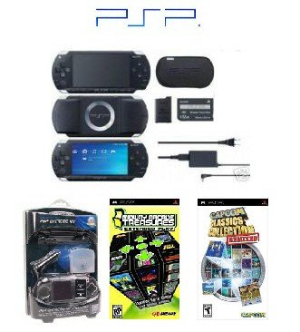 Sony PSP Black "Super Mega Bundle" - 41 Games + PSP Car Kit