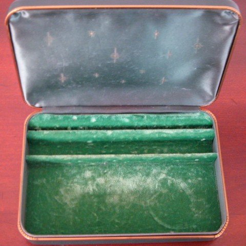 Vintage 1950's Farrington Jewelry Box, Green Leather