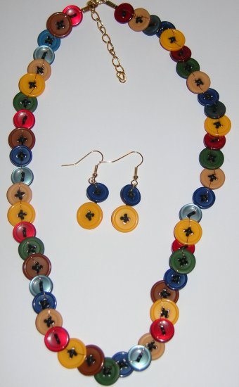 Button and earring necklace set