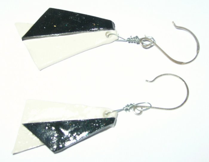 Black and white geometric design earrings