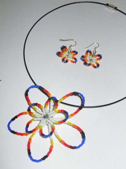 Native American Flower Necklace and earrings
