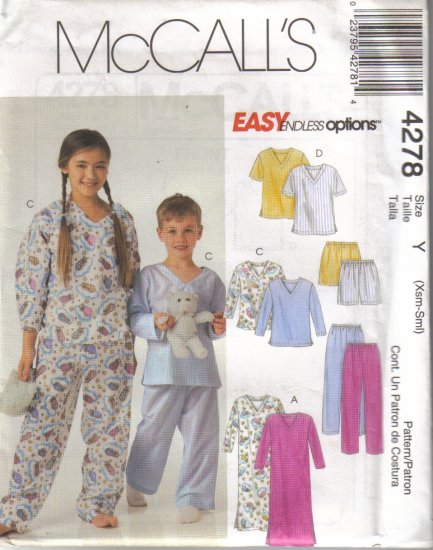 4278 McCalls Easy Endless Options Boys-Girls Pajamas