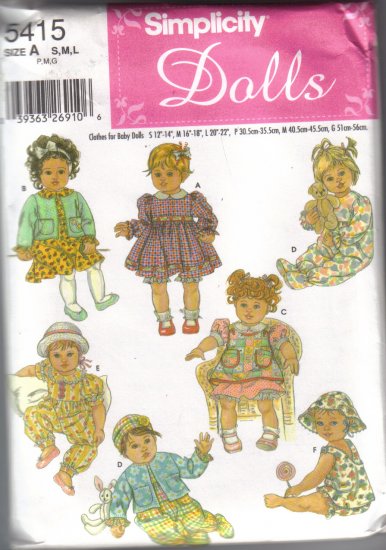5415 Simplicity Dolls-Clothes