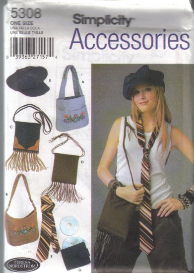 5308 Simplicity Accessories-Bags-Hats-CD Case-Tie