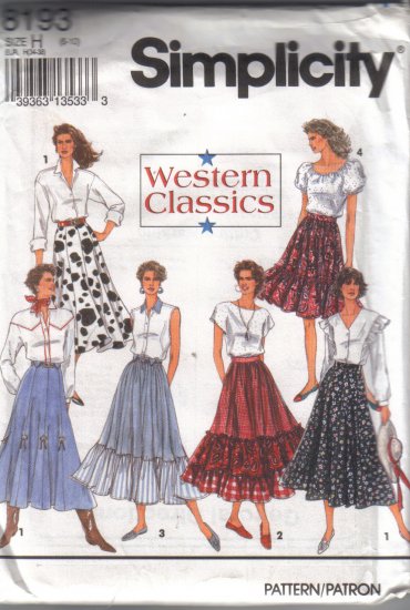 8193 Simplicity Western Classic Skirts 6-10