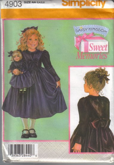 4903 Simplicity Daisy Kingdom Dress and Doll Clothes 3-6