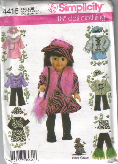 4416 Simplicity 18" Doll Clothes