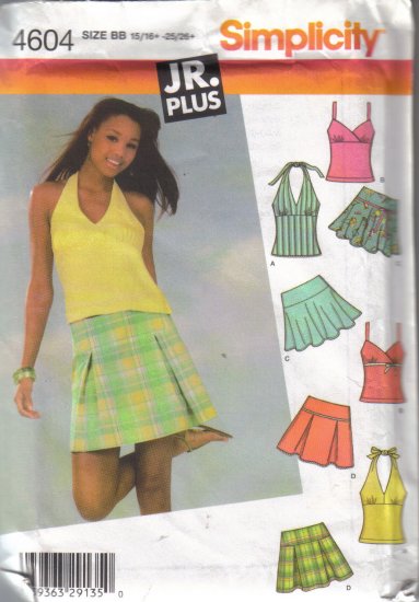 4604 Simplicity Jr. Plus Mini Skirts & Tops