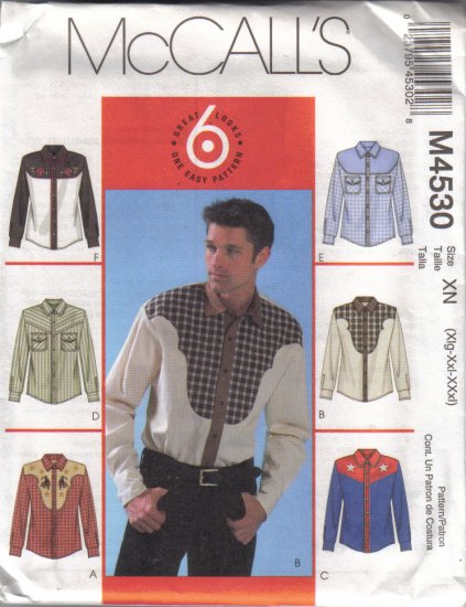 M4530 McCalls Mens Western Shirts S-XXXL