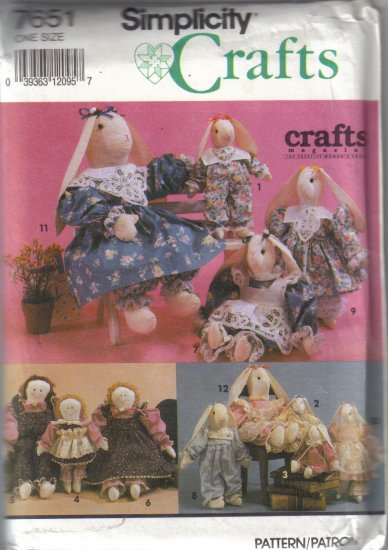 7651 Simplicity Crafts-Clothes Purchased Doll or Rabbit