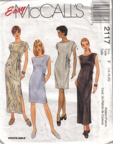 2117 1999 McCalls Misses Dress In 2 lenghts 4-20