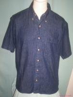 Mens Eddie Bauer Dark Blue Denium Shirt-Medium