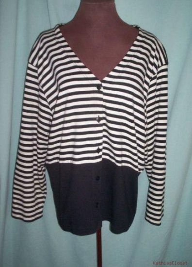 Womens C.P Daniels Black & White Shirt / Cardigan-2X