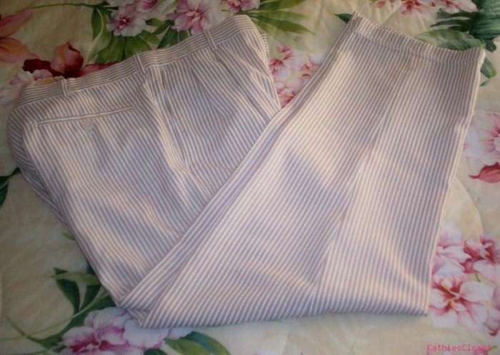 Mens Vintage Golf~Disco Lt Brown Pin-Striped Pants 34 / 27