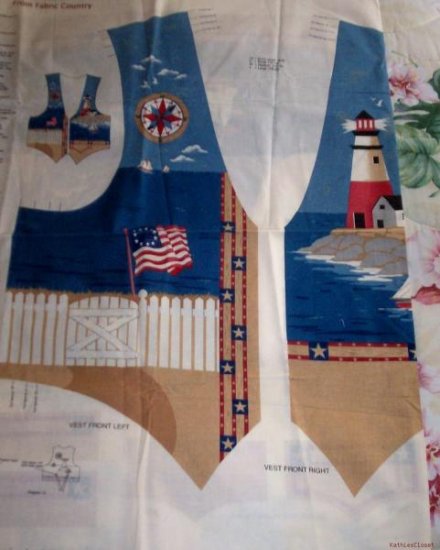 Womens Nautical-Lighthouse Theme Vest Sewing Panel-XS-L