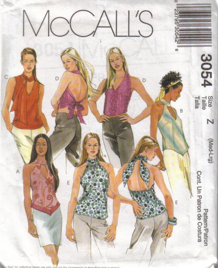 3054 McCall's Misses Halter & Tank Tops M-L