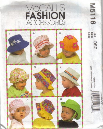 M5118 McCalls Fashion Accessories-Infants Hats