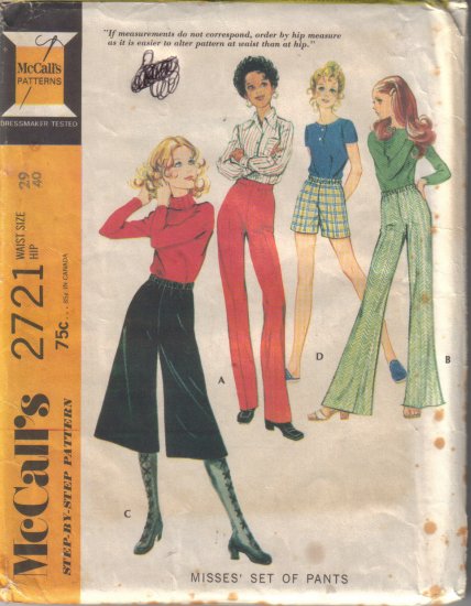 Vintage 1971 McCalls 2721 Pants-Midi Pants & Shorts