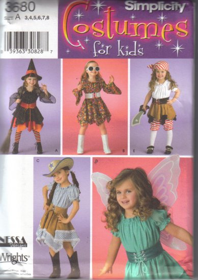 3680 Simplicity Costumes For Kids Sizes 3-8