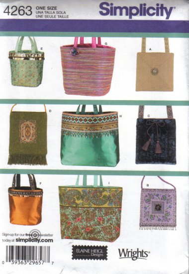 4263 Simplicity Elaine Heigl Designs-Bags