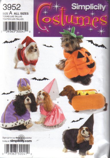 3952 Simplicity Costumes for Dogs 2 Sizes