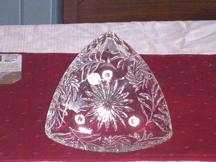 HAZEL-ATLAS TRIANGLE DISH IN CRYSTAL