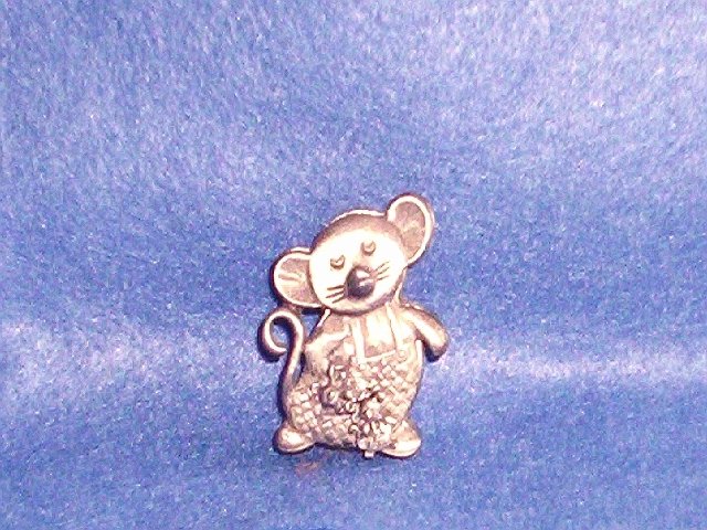 PEWTER MOUSE POST EARRINGS/BROOCH & NECKLACE SET:
