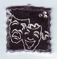 Polymer DRAMA Theater Masks Necklace Pendant with Crystals 2010063