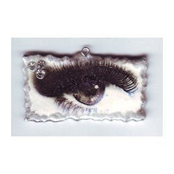 Polymer EYE Art Necklace Pendant with Crystals 2010065