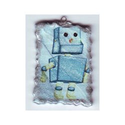 Polymer BLUE ROBOT Necklace Pendant 2010066