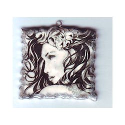 Polymer Black and White Lady Face Art Necklace Pendant 2010064