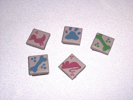 5 pack Ceramic TILE MAGNETS Painted Pet designs 1 inch Refrigerator magnets 2010072