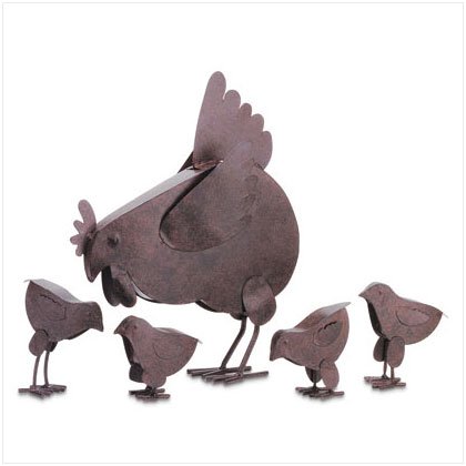 Rustic Hen with Chicks- Lawn Ornaments
