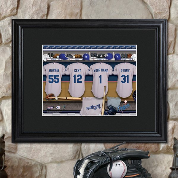 Personalized MLB Clubhouse Print with Matted Wood Frame