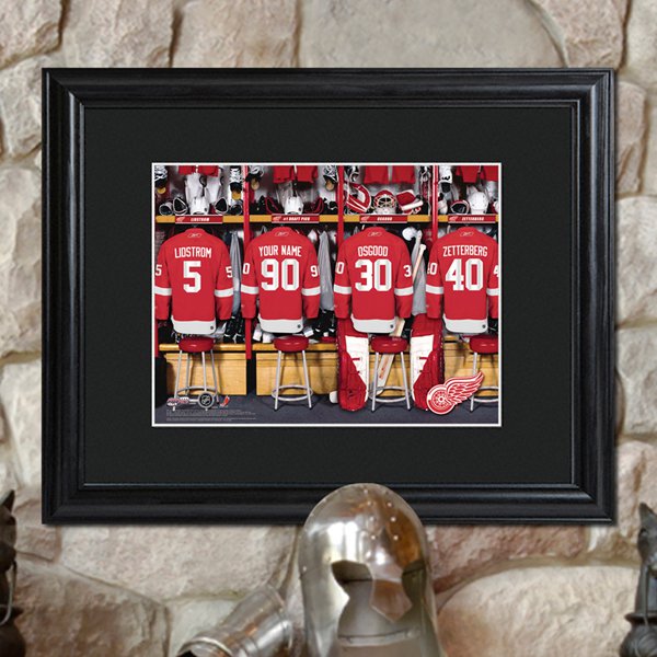 Personalized NHL Locker Room Print in Wood Frame