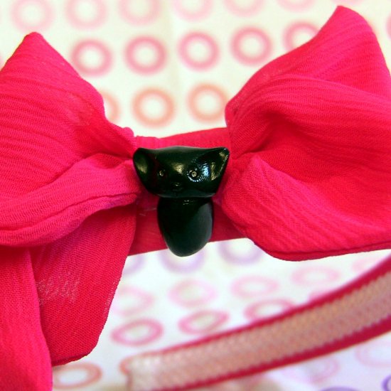 Black Cat on Hot Pink Cloth-covered Headband