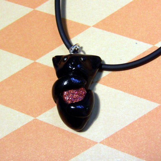 Black Cat Animini Hugging Sparkle Toy Necklace
