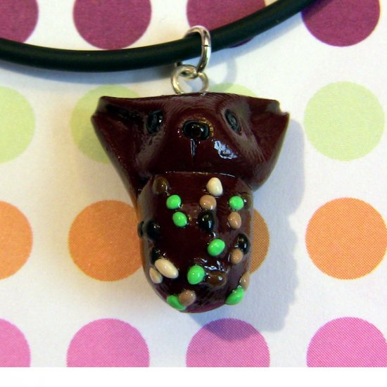 Truffle Kitty-- Sweetkins Chocolate Nonpareil Animini Cat necklace