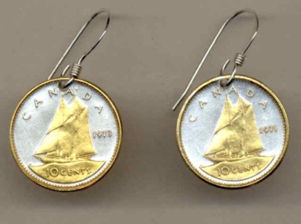 Canadian 10 cent (Bluenose Sail boat) (Dime size)