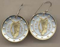 Ireland one Euro Harp, stars, center circle & rim done in Gold (U.S. quarters size)