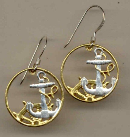 Spanish 50 centimes Anchor & Ships Wheel (a little smaller than a nickel)