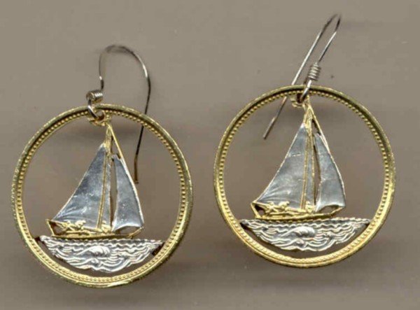 Bahamas 25 cent Sail boat nickel (U.S. quarter size)