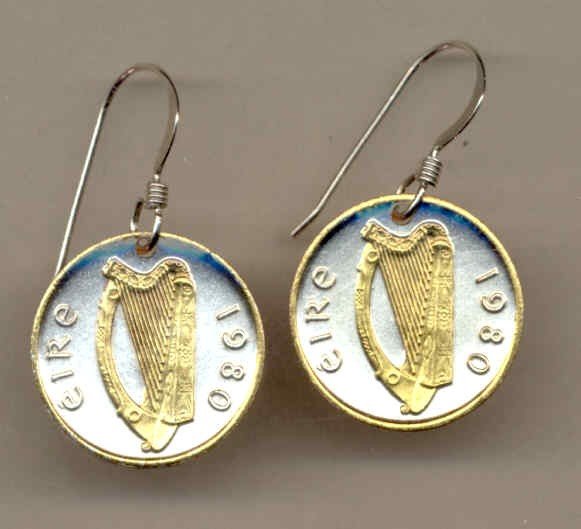 Irish ½ penny Harp (dime size)
